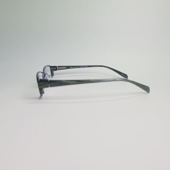 O&X NY OT-208U Titanium eyeglasses green blue stripe full frame 53-18 136 C7 - Picture 3 of 13